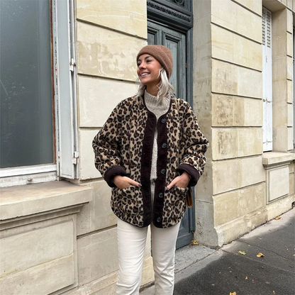 Veste à motif léopard femme – Veste élégante en tissu doux et tendance