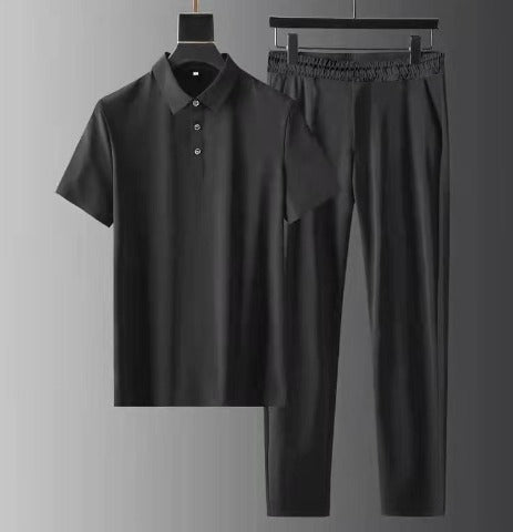 Polo homme et pantalon taille haute – Tenue élégante et confortable pour homme