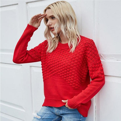 Pull en tricot femme – Pull doux à col rond pour style décontracté et chic