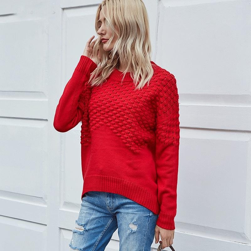 Pull en tricot femme – Pull doux à col rond pour style décontracté et chic