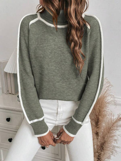 Pull en tricot femme – Pull col roulé élégant en laine pour hiver chic