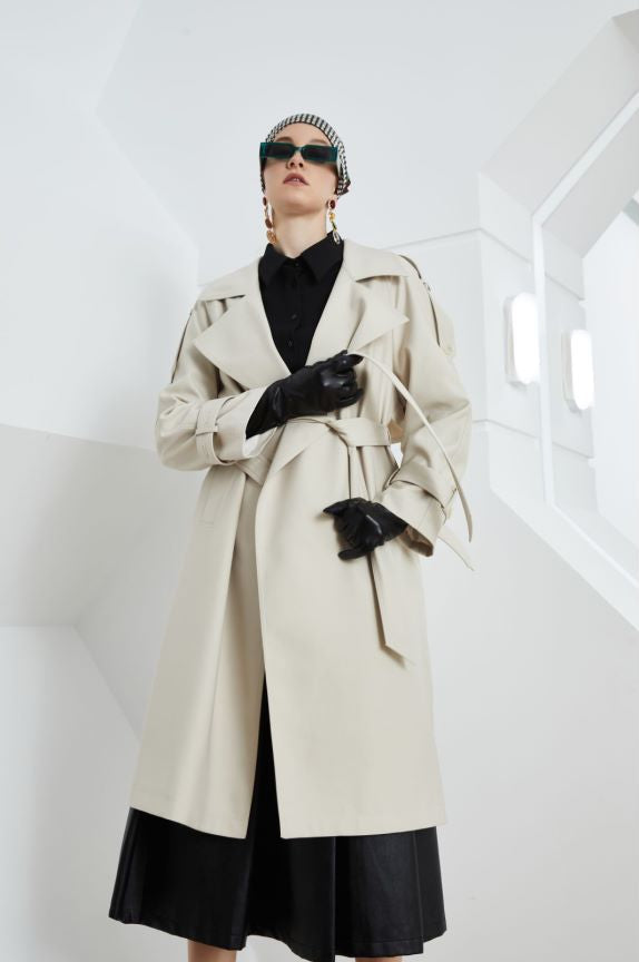 Trench-coat femme élégant – Manteau chic en laine pour automne hiver