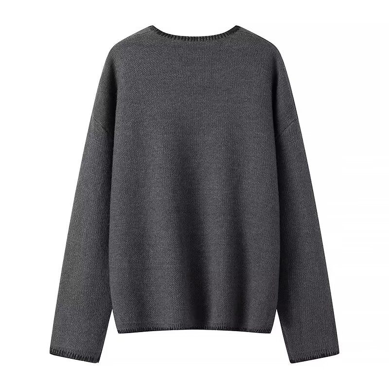 Pull-over femme col en V – Pull élégant en tricot doux pour toutes occasions