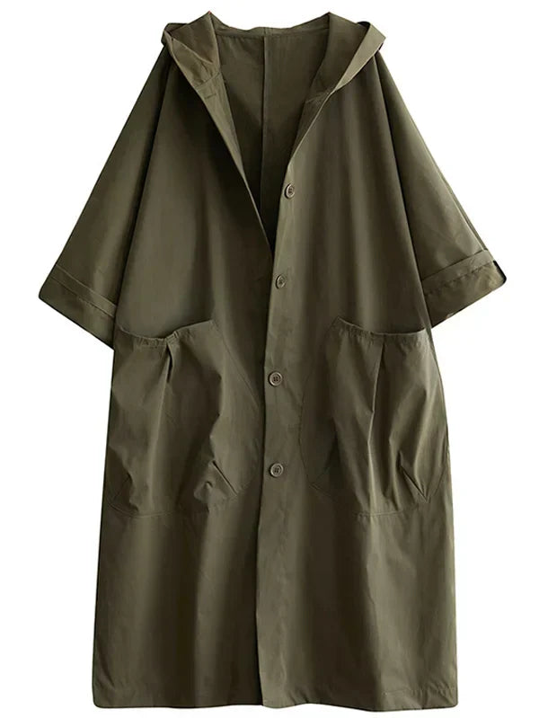 Trench-coat femme avec capuche – Manteau élégant imperméable pour automne