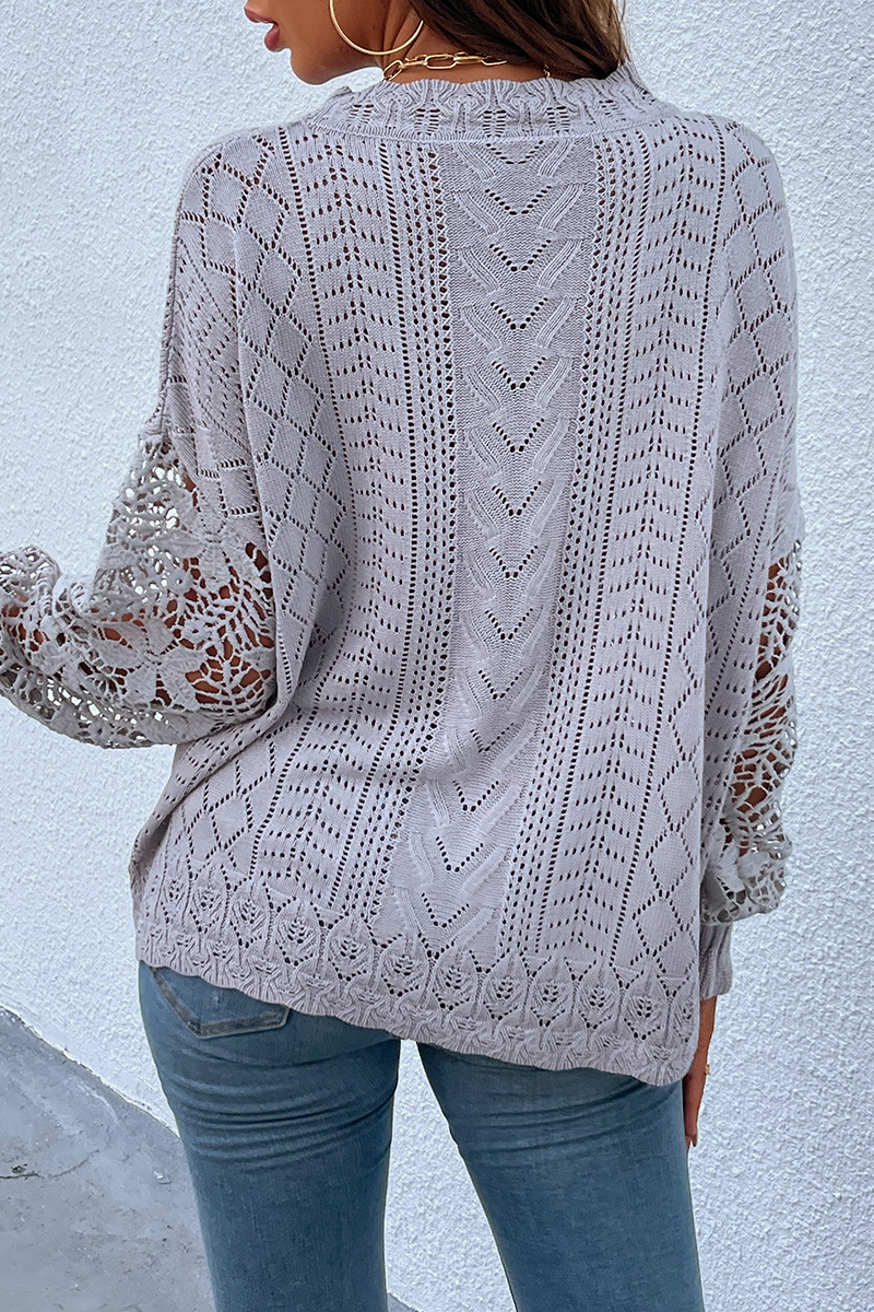 Pull femme stylé – Pull creux élégant à manches longues pour automne