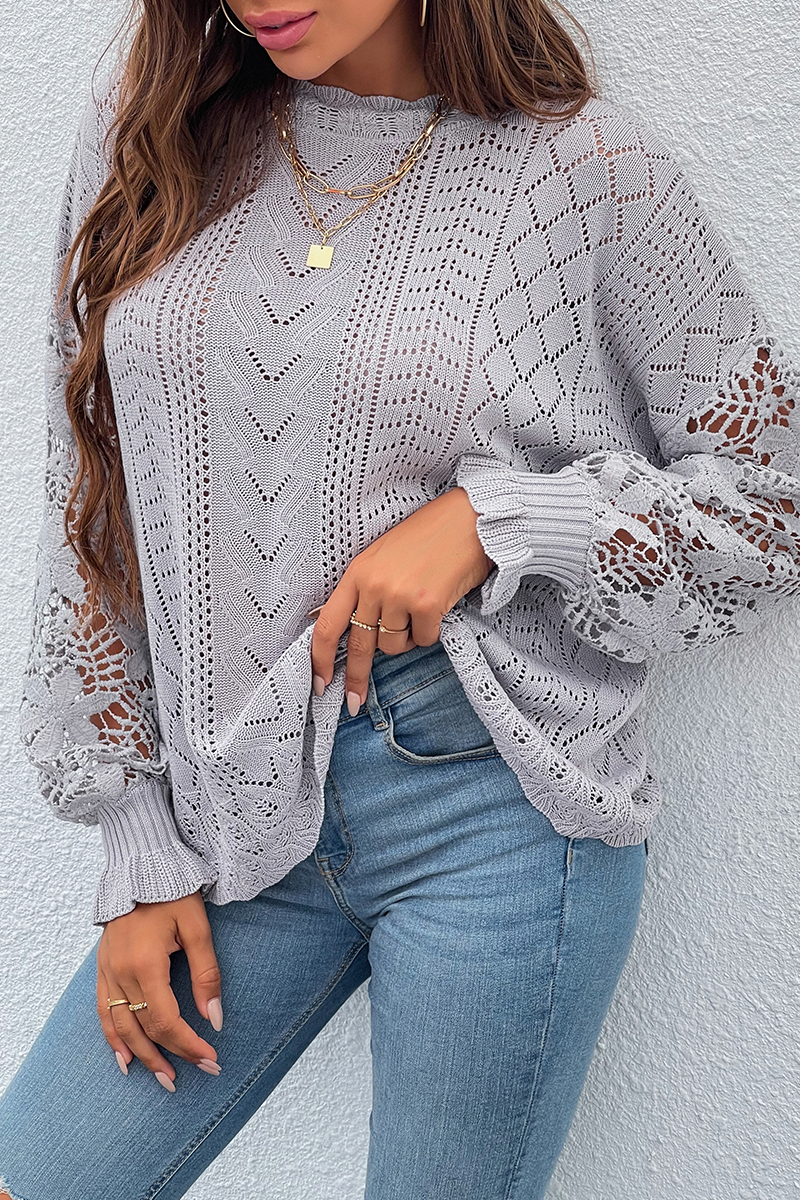 Pull femme stylé – Pull creux élégant à manches longues pour automne