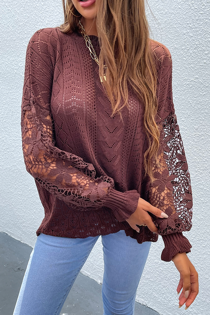 Pull femme stylé – Pull creux élégant à manches longues pour automne