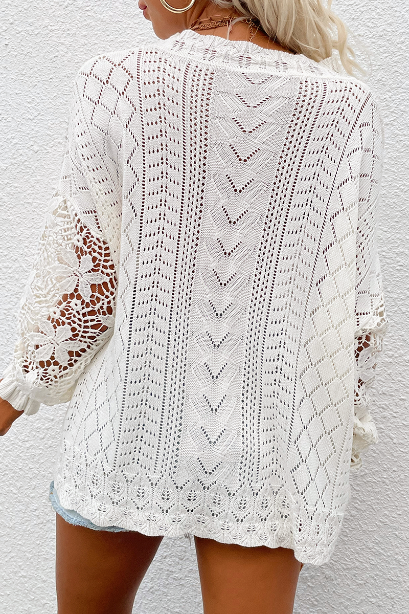 Pull femme stylé – Pull creux élégant à manches longues pour automne