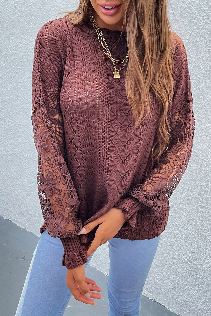 Pull femme stylé – Pull creux élégant à manches longues pour automne