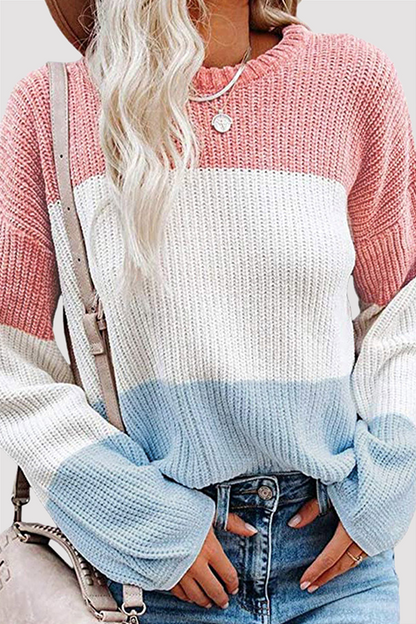 Pull en tricot femme – Pull à rayures tendance, confortable et stylé pour l'hiver