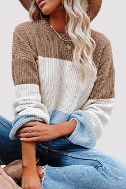 Pull en tricot femme – Pull à rayures tendance, confortable et stylé pour l'hiver