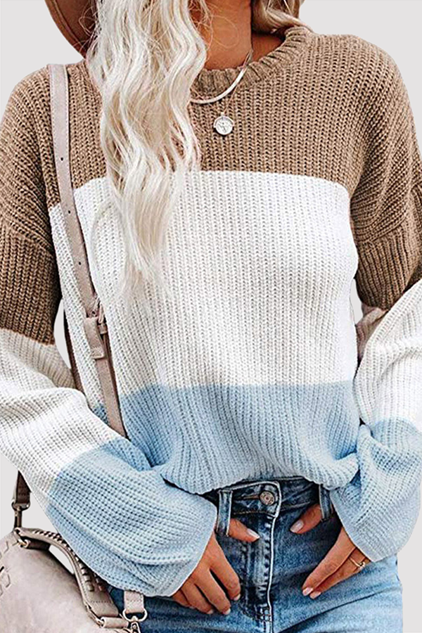 Pull en tricot femme – Pull à rayures tendance, confortable et stylé pour l'hiver