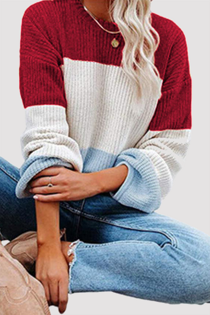 Pull en tricot femme – Pull à rayures tendance, confortable et stylé pour l'hiver