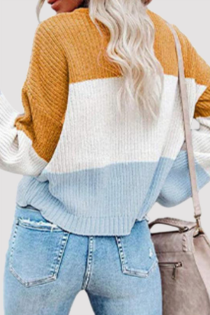 Pull en tricot femme – Pull à rayures tendance, confortable et stylé pour l'hiver