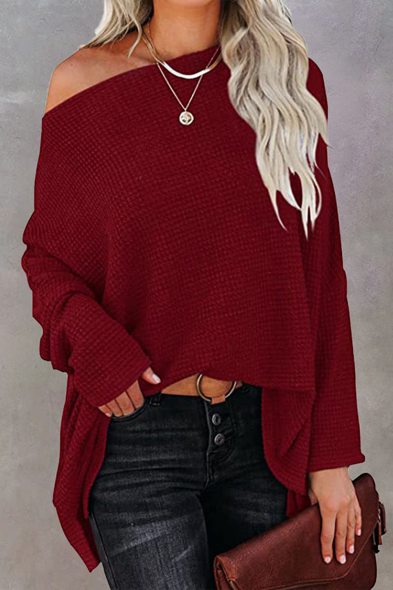 Pull grande taille femme – Décolleté épaule tendance en maille douce et chic