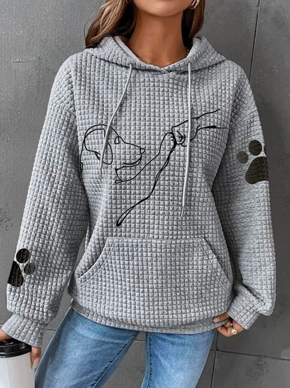 Pull à capuche femme – Sweat tricoté avec motif de chien tendance et confortable