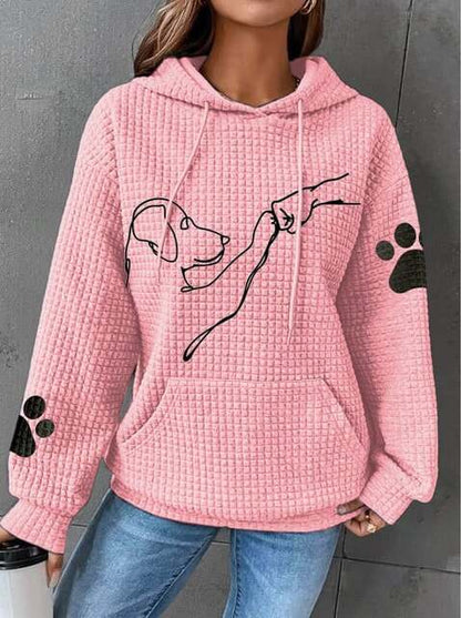 Pull à capuche femme – Sweat tricoté avec motif de chien tendance et confortable