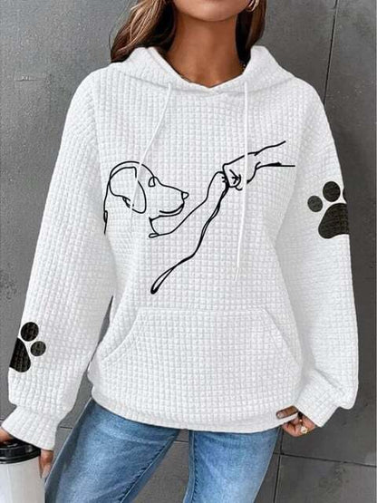 Pull à capuche femme – Sweat tricoté avec motif de chien tendance et confortable