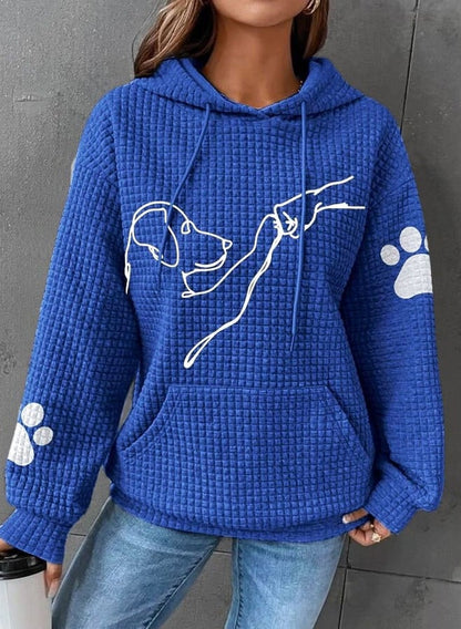 Pull à capuche femme – Sweat tricoté avec motif de chien tendance et confortable