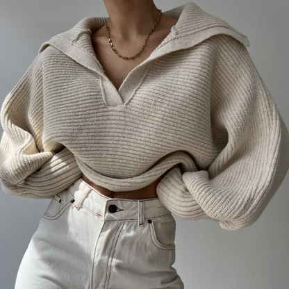 Pull en tricot surdimensionné femme – Pull confortable et tendance à manches longues