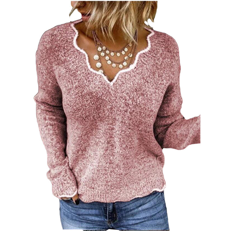 Pull décolleté coquillage femme – Pull élégant en tricot doux pour toutes occasions