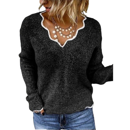 Pull décolleté coquillage femme – Pull élégant en tricot doux pour toutes occasions