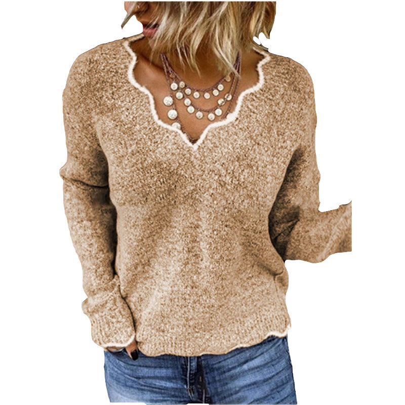 Pull décolleté coquillage femme – Pull élégant en tricot doux pour toutes occasions