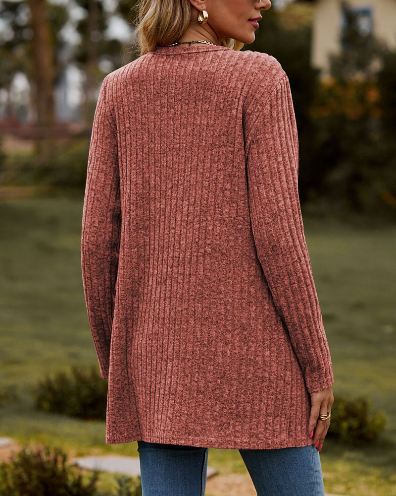 Cardigan femme – Cardigan à manches longues en tricot doux et élégant