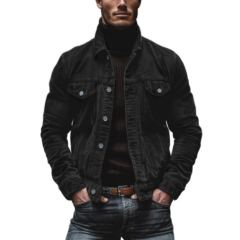 Veste Vintage Homme – Veste à Col Revers Élégante en Tissu Doux et Chic