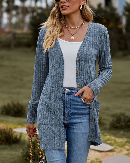 Cardigan femme – Cardigan à manches longues en tricot doux et élégant