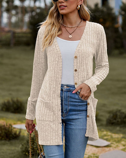 Cardigan femme – Cardigan à manches longues en tricot doux et élégant