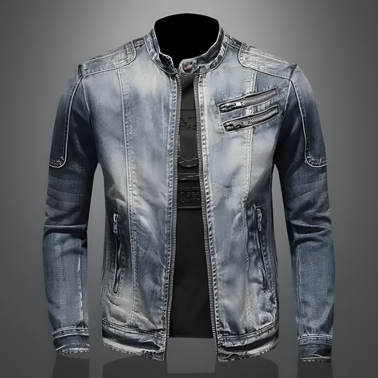 Veste en jean homme – Veste décontractée avec fermeture éclair et style moderne