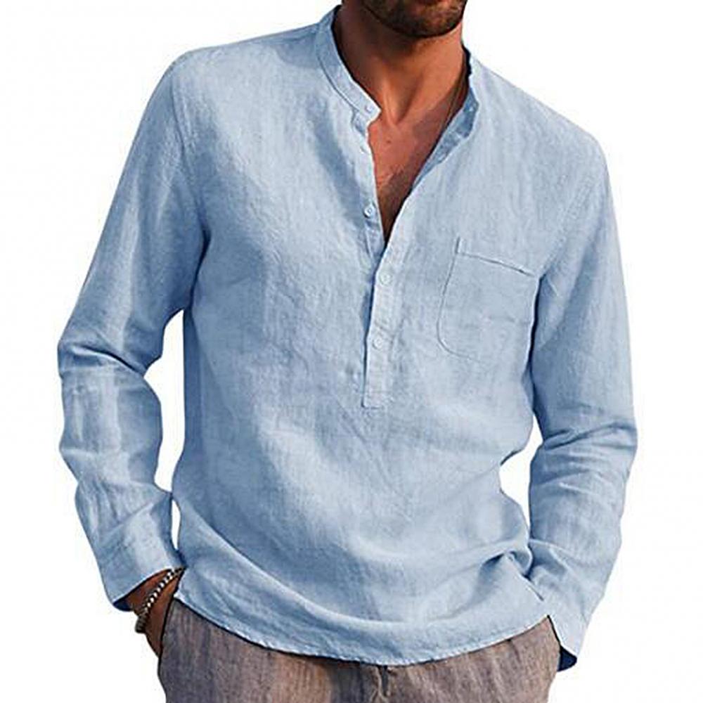 Chemise à manches longues homme – Chemise élégante avec poche poitrine en coton