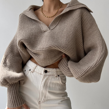 Pull en tricot surdimensionné femme – Pull confortable et tendance à manches longues