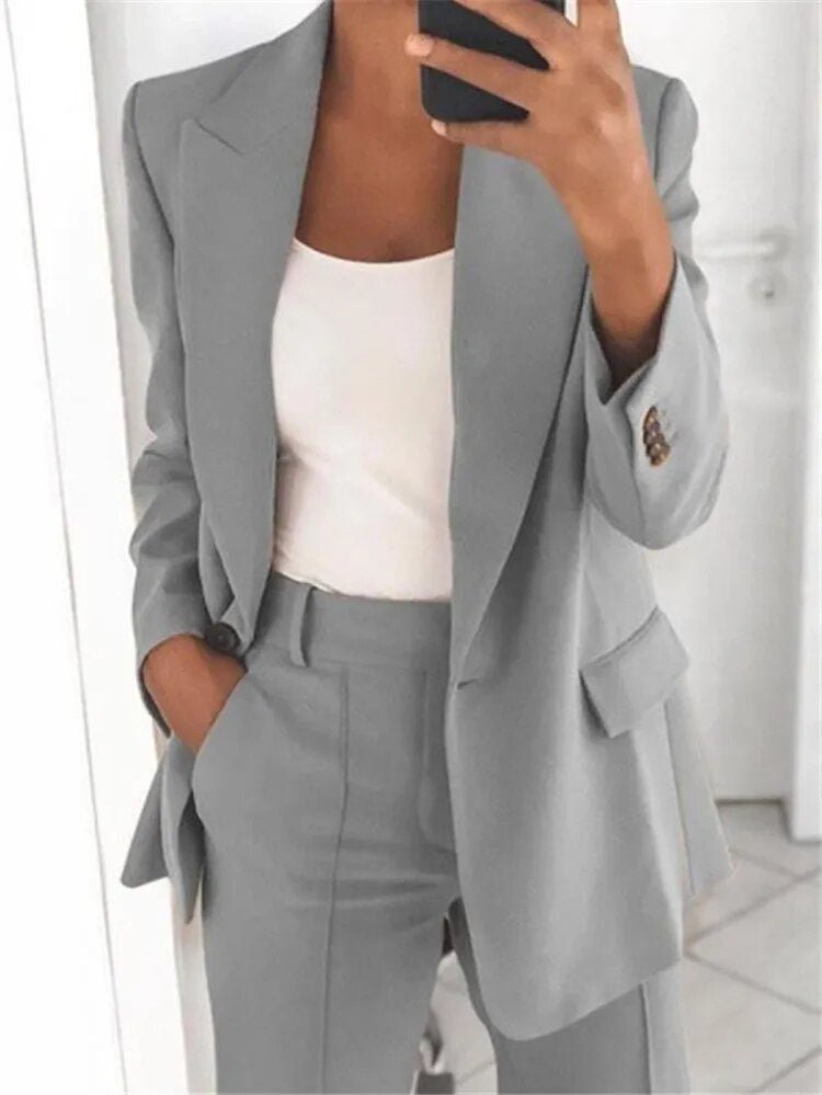 Blazer décontracté femme – Veste chic et pantalon élégant pour tenue casual