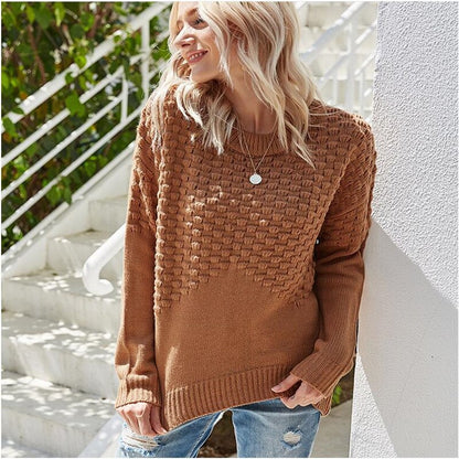 Pull en tricot femme – Pull doux à col rond pour style décontracté et chic