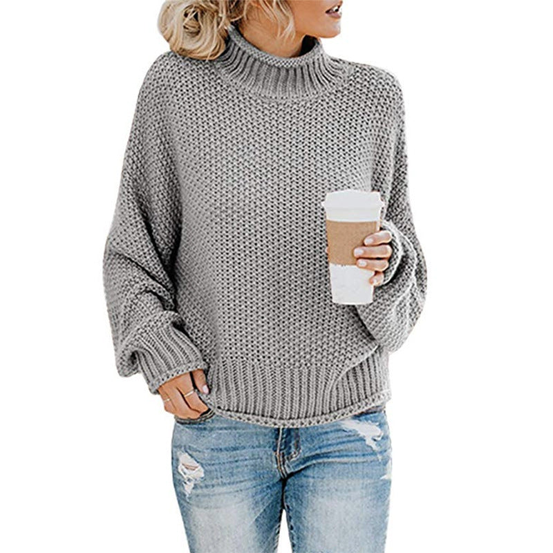 Pull femme col montant – Pull élégant en maille doux pour hiver chic