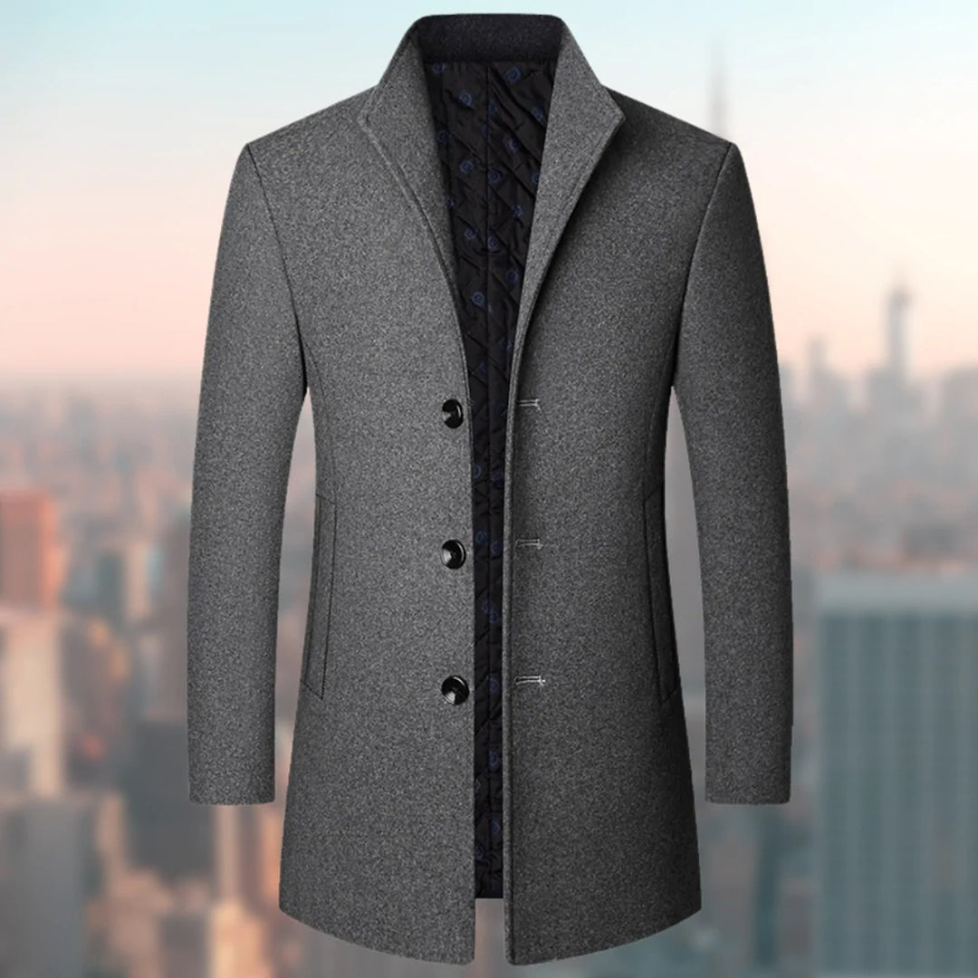 Manteau élégant homme – Manteau à un bouton chic en laine pour occasions spéciales