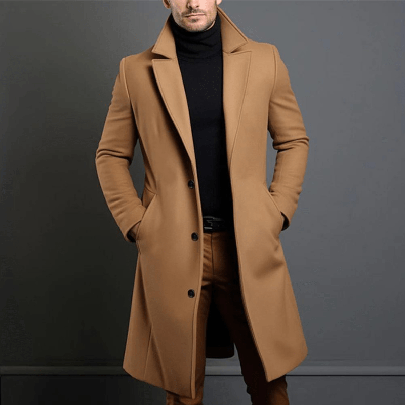 Manteau long homme – Veste élégante en laine pour hiver chic et confortable