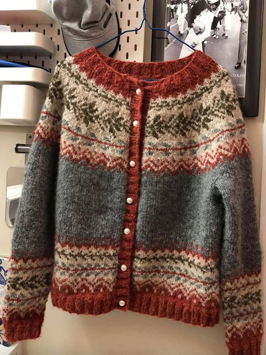 Pull en tricot vintage homme – Pull chaud en laine à col rond et style rétro