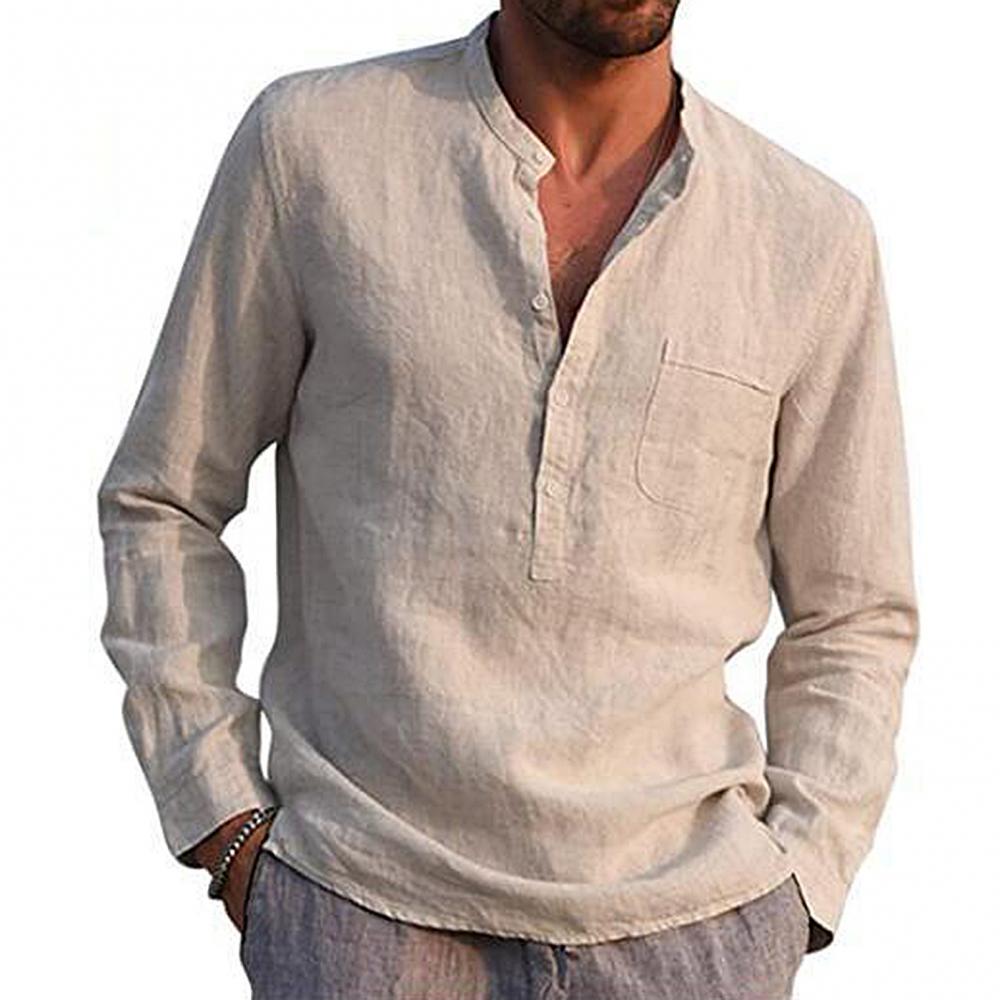 Chemise à manches longues homme – Chemise élégante avec poche poitrine en coton