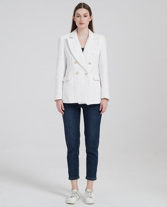 Blazer femme double boutonnage – Veste élégante en tissu chic pour occasions