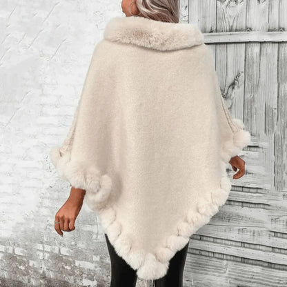 Poncho femme col roulé – Poncho chaud en laine pour automne hiver élégant