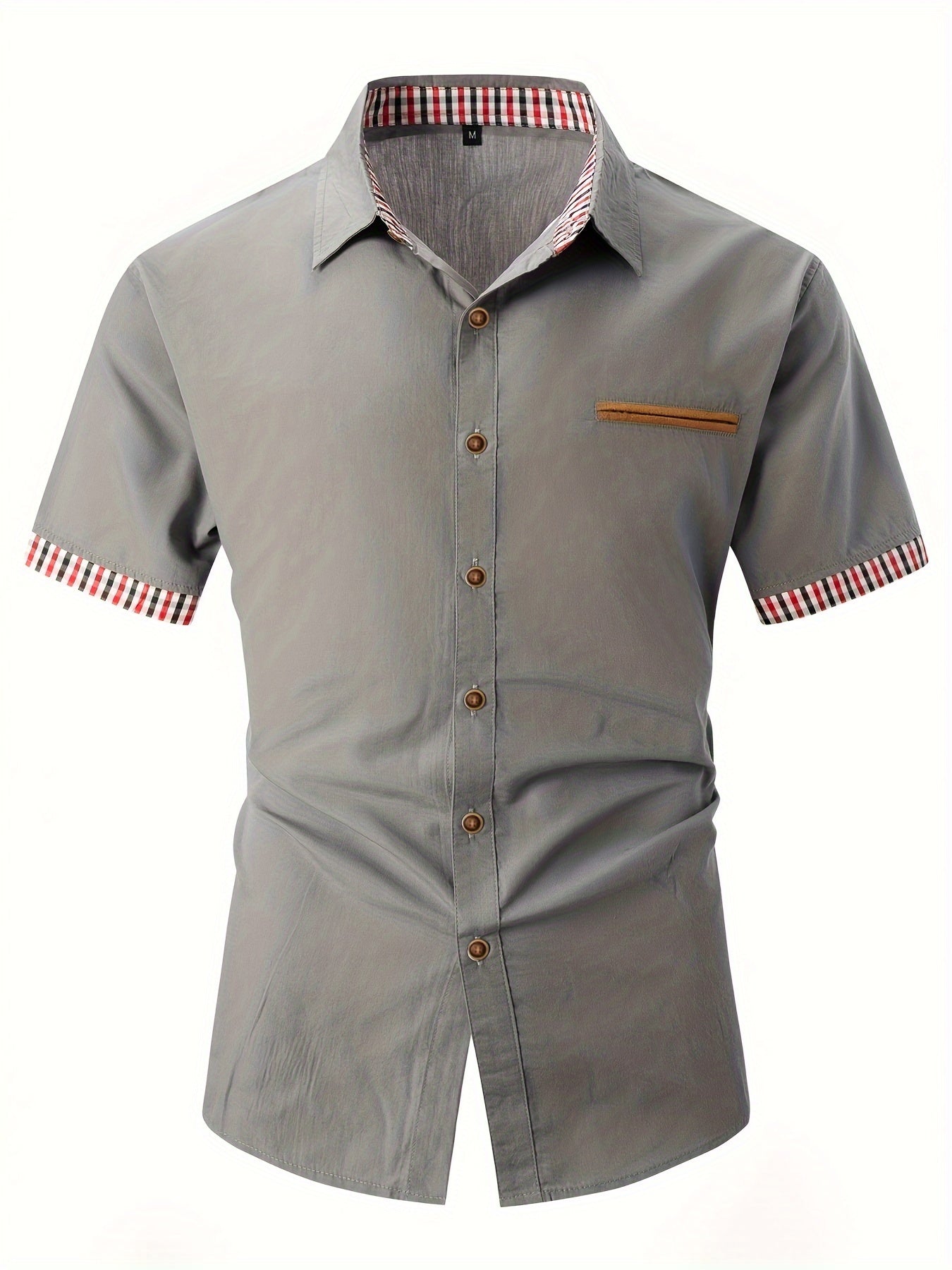 Chemise à manches courtes homme – Chemise col rayé élégante et décontractée