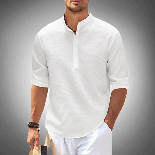 Chemise homme demi-boutonnée – Chemise élégante en coton à manches longues