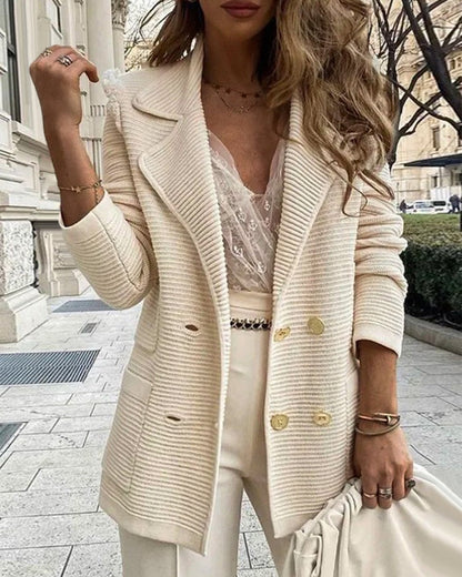 Blazer femme double boutonnage – Veste élégante en tissu léger pour bureau