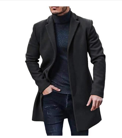 Trench-coat long homme – Manteau élégant avec col revers pour toutes occasions