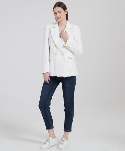 Blazer femme double boutonnage – Veste élégante en tissu chic pour occasions