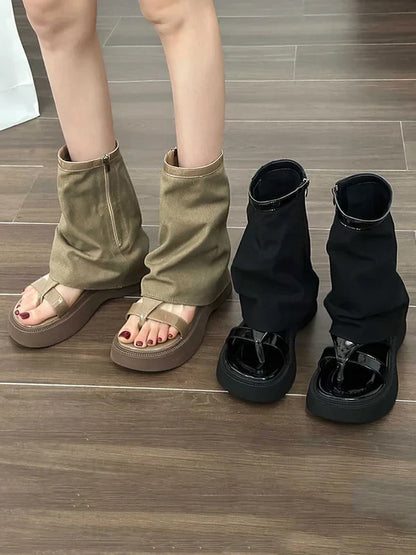 Sandales Bottes Femme – Sandales élégantes en cuir pour été et sorties