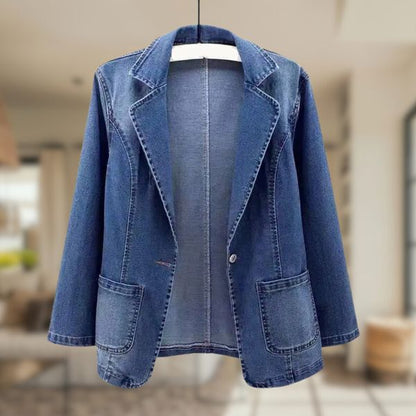 Blazer en Jean Femme – Veste tendance en denim coupe ajustée et chic